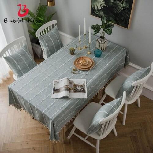 Bubble Kiss Tablecloth Nordic Style Cotton And Linen Tassels Pure Color Rectangular Home Decoration Dining Coffee Tables Cover