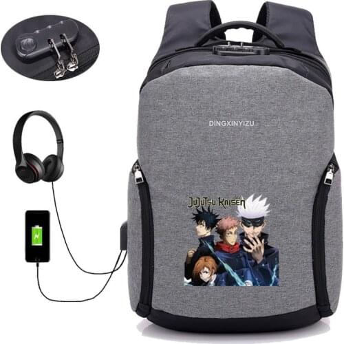 Anime jujutsu kaisen backpack USB charging Backpack student book bag School Bag Mochila men travelling package