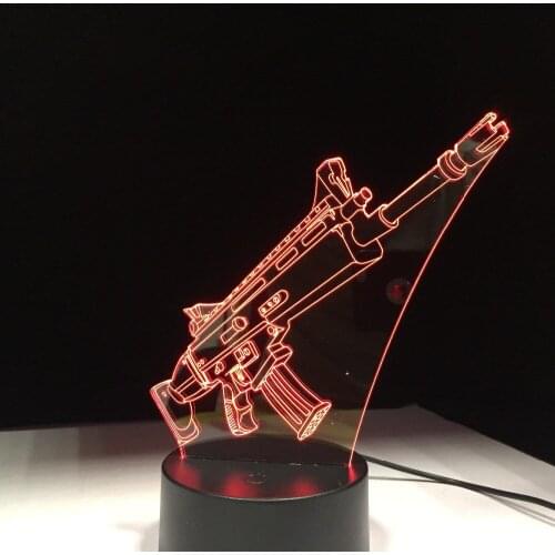 Scar Gun Souvenir Gift 7 Colors Touch Table Desk Light 3D LED Lava Lamp Acrylic Illusion Room Atmosphere Lighting for Game Fan