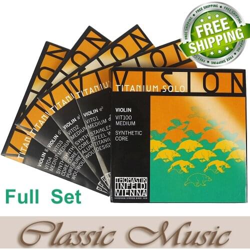 Thomastik Vision Titanium Solo Violin Strings (VIT100),Full set ,Set 4/4 Medium. Made in Austria. free shipping