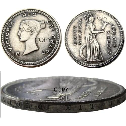 UF87)Great Britain Victoria silver Pattern Crown 1837 Silver Plated Letter Edge Copy Coin