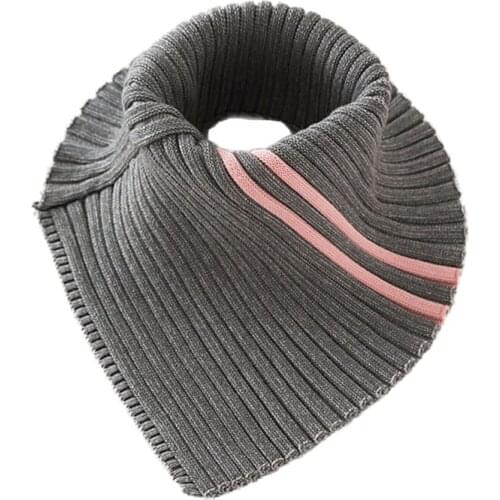 Winter Turtleneck False Collar Knit Striped Detachable Scarf Stretch Neck Warmer F3MD