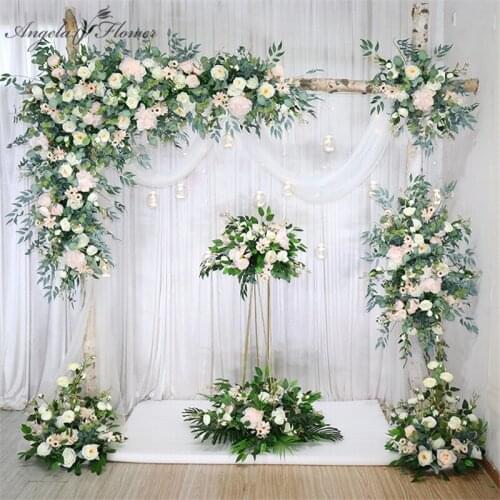 Custom Artificial Triangle Flower Row Hanging Corner Flower Set Wedding Arch Layout Backgdrop Wall Decor Outdoor Party Display