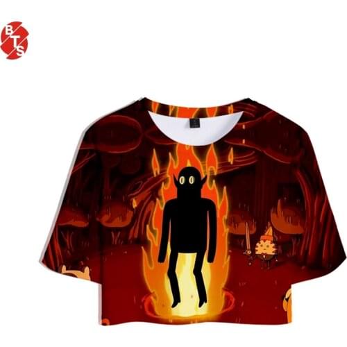 Adventure Time 3D Printed Crop Tops for Women Fashion Summer Short Sleeve T-shirts 2019 Hot Sale Casual Girls Sexy Tee Shirts