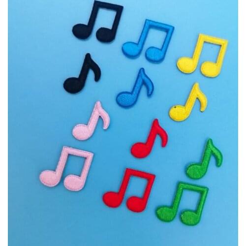10 Pcs/Lots Cute Embroidered Musical Note Cloth Stick-On Stickers Embroidery Stickers Bag Clothing Decoration Accessories
