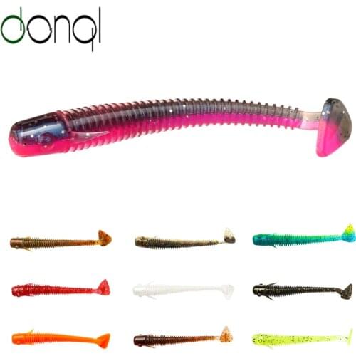 DONQL 10Pcs Jigging Worm Fishing Soft Lure 63mm 1.4g Artificial Silicone Bait Wobbler Bass Carp Swimbait Fishing Accessorie Lure