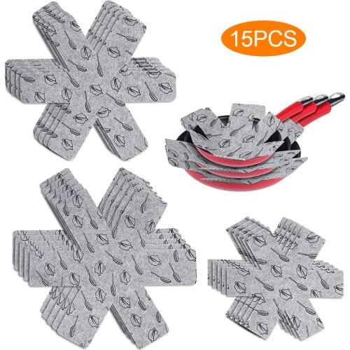15 Pcs Non-Stick Pot Protectors Coasters Dividers Pad Print Divider Pads Separating Placemat Cookware Tea Coaster Kitchen Tools