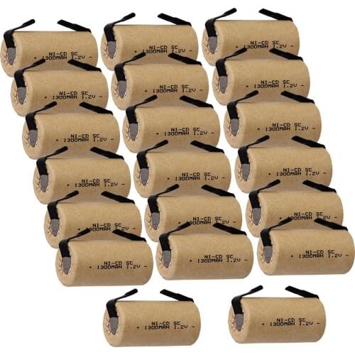20 pcs SC batteries 1300mah 1.2v subc nicd battery replacement for power tool for emergency light real capacity fast delivery
