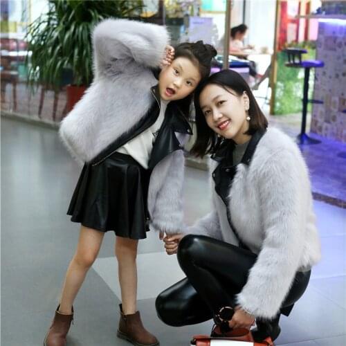 2020 Family Matching Clothes Faux Fox Fur Coat Boys And Girl Fox Fur outware Unisex turndown collar Full Keep Warm Coats