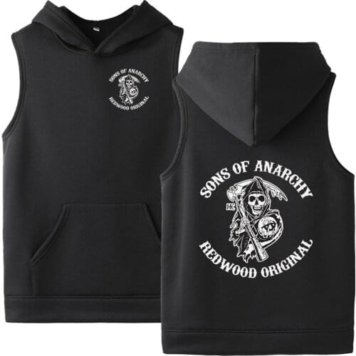 2021 Summer Sons Of Anarchy Hip Hop Mens Cotton SOA Women Hoodies Sweatshirts SAMCRO Pullover Sleeveless Sport Sportswear Tops
