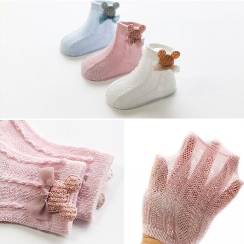 3 Pairs/lot Baby Socks Girl Cartoon Accessories Thin Cotton Mesh Breathable Loose Children Socks Models Boys Girls Newborn Socks