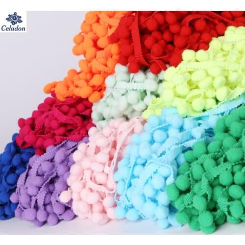 5Yards/Lot Lace Fabric 20MM Pom Pom Trim Ball Fringe Ribbons DIY Sewing Accessory Lace 20 Colors For Home Party Decoration