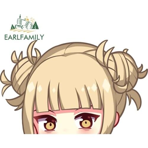 EARLFAMILY 13cm x 8.6cm for My Hero Academia Himiko Toga Peeker Car Stickers JDM Car Accessoires Waterproof Decals Sunscreen