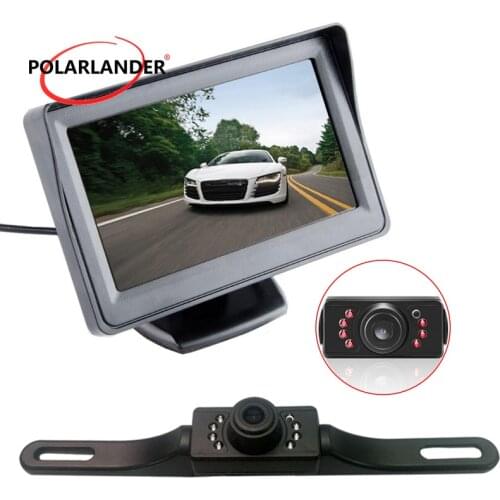 Car Monitor High Resolution 4.3 Inch Color TFT LCD Folding Car Parking Assistance Monitors +7 LED Night Vision Camera DC12V