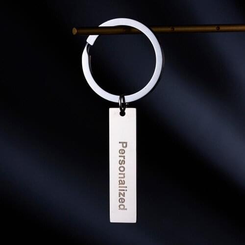 RINHOO Stainless Steel Custom Engraved Keychain For Car Logo Name Personalized Gift Customized Anti-lost Keyring Key Chain Ring