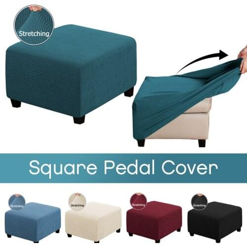 Ottoman Stool Cover Furniture Protector Covers Jacquard Elastic Square Footstool Sofa Slipcover Chair Covers