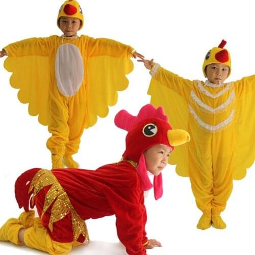 Kids Cosplay Clothing Boys Girls Stage Play Animal Cosplay Costumes Cock Hen Chick Party School Performance Drama Wear Set