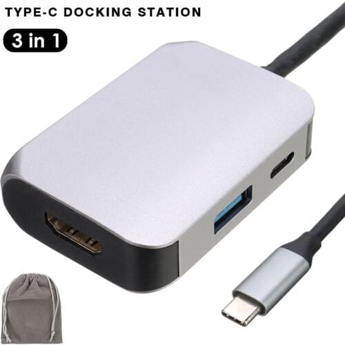 For PC Laptop Computer 1pc Type-C to PD+USB 3.0 Adapter Cable Portable 3-in-1 Docking Station Converter Mayitr