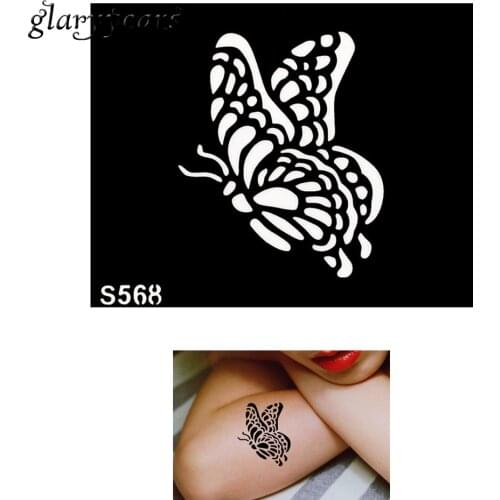 Hot Sale 1 Piece Small Indian Henna Tattoo Stencil DIY Health Body Art Flying Butterfly Pattern Design Henna Tattoo Stencil S568
