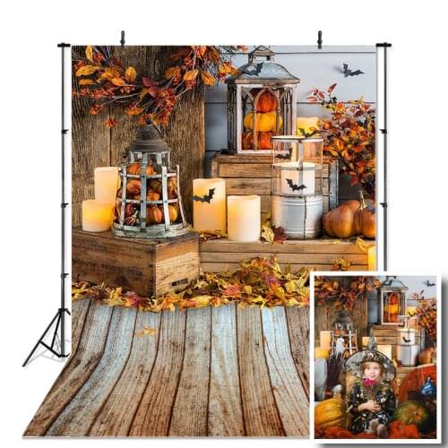 Halloween Theme Photography Background For Autumn Wood Board Pumpkin Children Birthday Photography Backdrop For Photo Studio