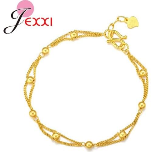 Good Quality 925 Sterling Silver Chain & Beads Bracelets Women Girls Fashion Style Adjustable Size Bracelets Hot Sale