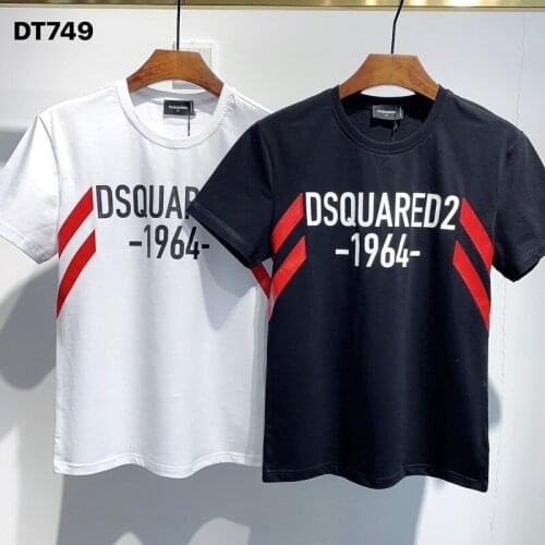 Genuion Dsquared2 Classic Men/Women Street Hip-Hop Round Neck Short-Sleeved T-Shirt M TO 3XL Cotton Letter Printing Casual Tee