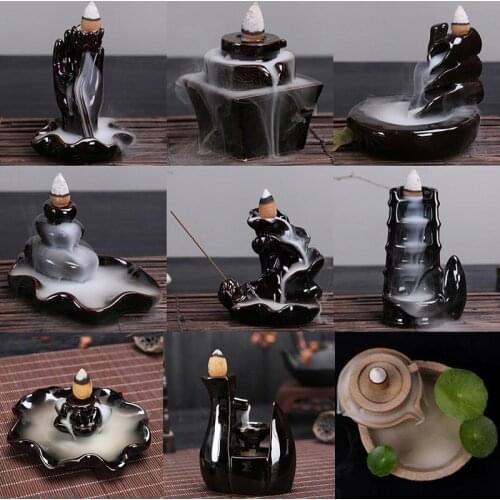 Different Styles For Choice Ceramic Backflow Incense Burner Smoke Waterfall Incense Holder Censer Use In Home Office Teahouse