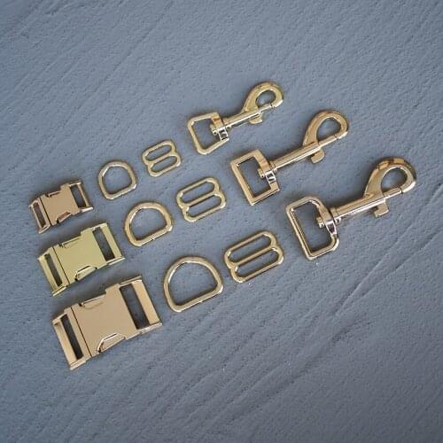 100 Sets 15/20/25mm Metal Slider D Ring Release Gold Buckle For Pet Dog Collar Paracord Sewing Accessory Strong Hardware