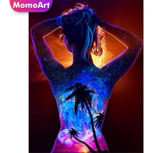 MomoArt Diamond Painting Girl Diamond Embridery Full Square Rhinestone Diamond Mosaic Back View Home Decoration