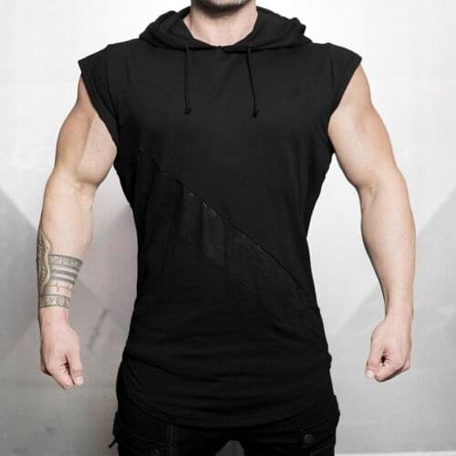 Men Bodybuilding Hooded Tank Top sleeveless Sweatshirt Summer Gyms Fitness Workout Casual Fashion Brand Tops Crossfit Clothing