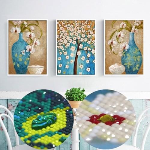 Special shaped beaded embroidery kit crystal mosaic picture hobby triptych flowers 3d wall art diy 5d diamond paintings
