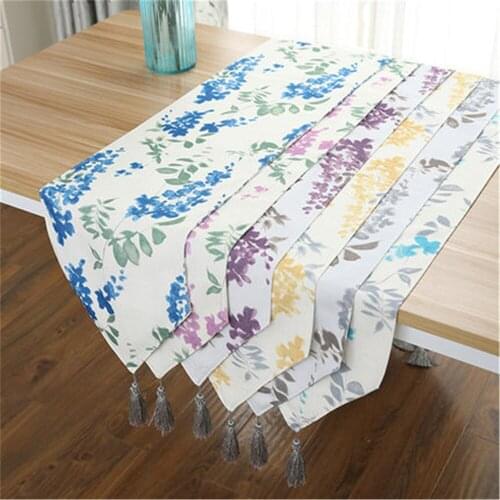 Pastoral Flower Printed Table Runner Fashion Decorative Table Cloth Double Layer Canvas Table Cover Party Wedding