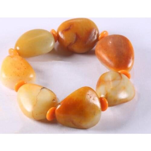 Natural Qing hai He tian Jade Rough stone Jade Bracelet Jewelry Lucky Safety Auspicious Amulet Jade Bracelet Fine Jewelry