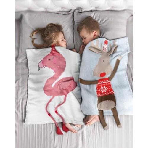 New Three-Dimensional Elk Blanket Childrens Knitted Blanket Baby Beach Mat Air-Conditioned Blanket