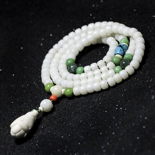 Wholesale White Jade Buddhi 7*9mm 108 Prayer Beads Jewelry for Men and Women