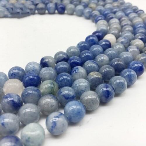 Wholesale Blue White Natural Aventurine Round Loose Beads for Jewelry Making Diy Bracelet Necklace Size 4/6/8 /10/ 12mm