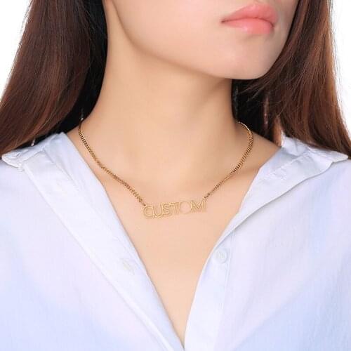 Punk Style Personalized Custom Name Letter Pendants Cuban Necklace Stainless Steel Birthday Gift Girlfriend Jewelry