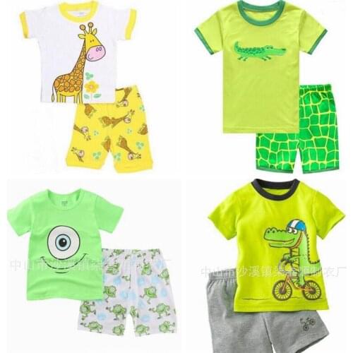 New Girls Casual Pajamas Set Children Cotton Home Sleepwear Clothing Sets Boys Animal Cartoon Pattern Sets Kids Nightwear