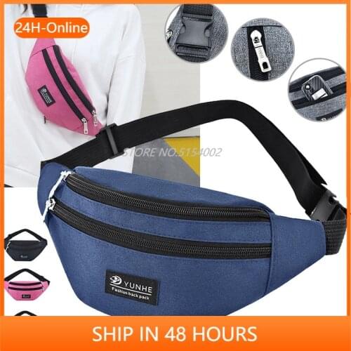 Waist Bag Women Three Zipper Pocket Fashion Men Chest Handbag Unisex Fanny Pack Ladies Pink Waist Pack Belly Bags Purse