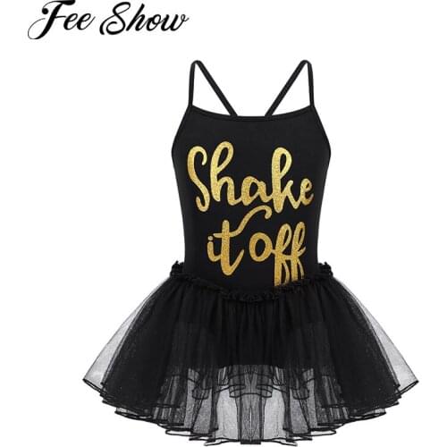 Professional Girls Ballet Tutu Dress Kids Black Swan Dance Gymnastics Leotard Tulle Dress Shiny Ballet Dance Clothes