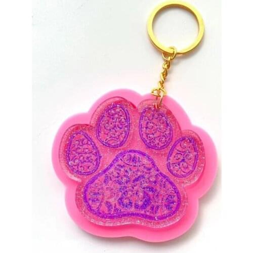 Cute Dog Paw Keychain Epoxy Resin Mold Earrings Pendant Casting Silicone Mould