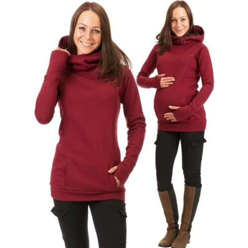 Maternity Sweatshirt Women Nursing Maternity Long Sleeves Hooded Breastfeeding Hoodie Pregnant Women Long Sleeve Hooded Sweater