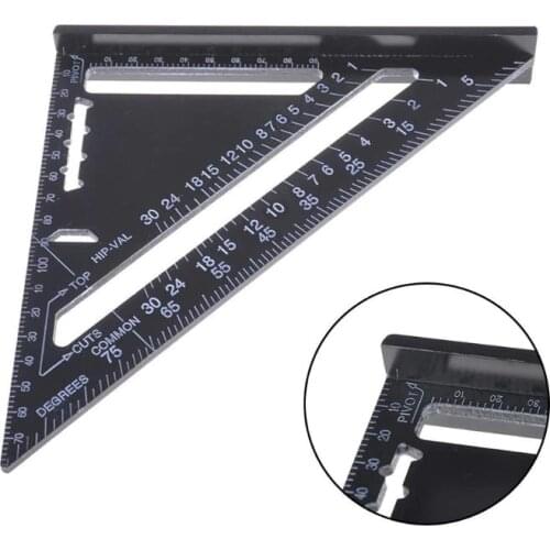Angle Ruler 7/12 inch Metric Aluminum Alloy Triangular Measuring Ruler Woodwork Speed Square Triangle Angle Protractor Trammel