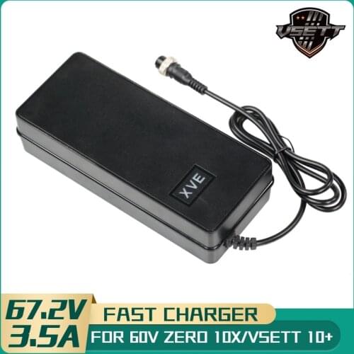 XVE Universal GX16 3-Pin 67.2V 3.5A AC/DC Li-Ion Battery Fast Charger for 60V ZERO 10X VSETT 10+ KAABO Mantis 10 Quick Charger