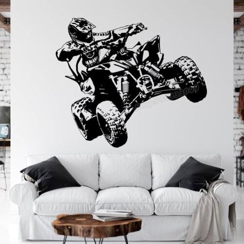 Vinyl Wall Decal Atv Quad Bike Quadrocycle ATV Race Motor Four Wheeler Bike Racing Rider Wall Stickers for Boys Room Decor C479