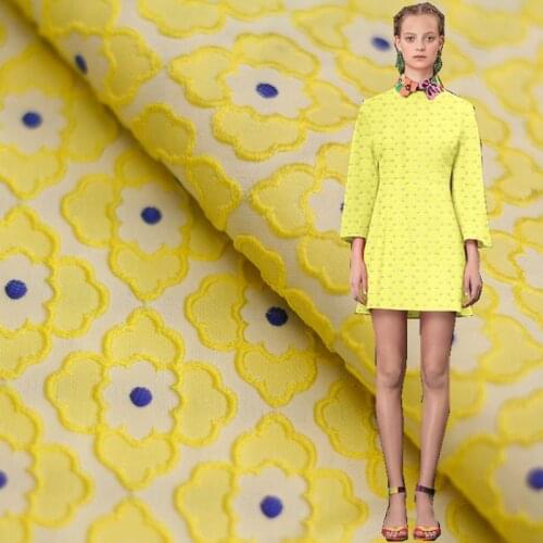 Yellow Florets Yarn-Dyed Jacquard Fabric For Dress Tissus Au MÈTre Telas Por Metro Tissu Vestidos Sewing Tela Tecido Ткань Diy