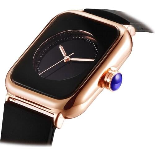 Women REBIRTH Classic Square Shape Figure Leather Strap Wristwatches Quartz Watches Relogio Feminino Montre Femme hv5n
