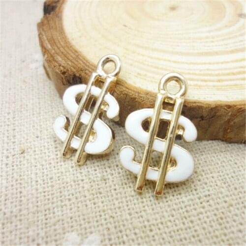 10pcs 20*12mm DIY cheap manual parts enamel charms alloy U.S. dollar symbol small pendant hair accessories metal jewelry dangle