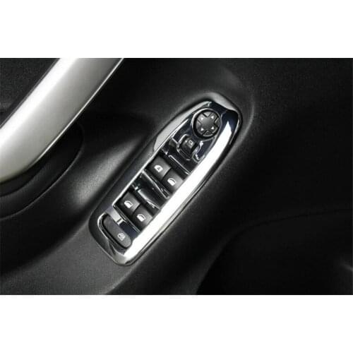 4Pcs Car Door Armrest Window Lift Button Switch Trim Cover Frame Sticker Styling For Citroen C3-XR ABS Chromed Silver