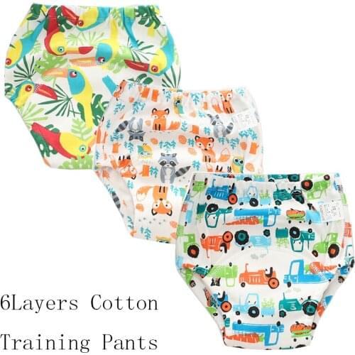6 Layers Baby Potty Training Pants Infant Kids Reusable Diaper Cover Baby Nappy Panties Cotton Toddler Underwear